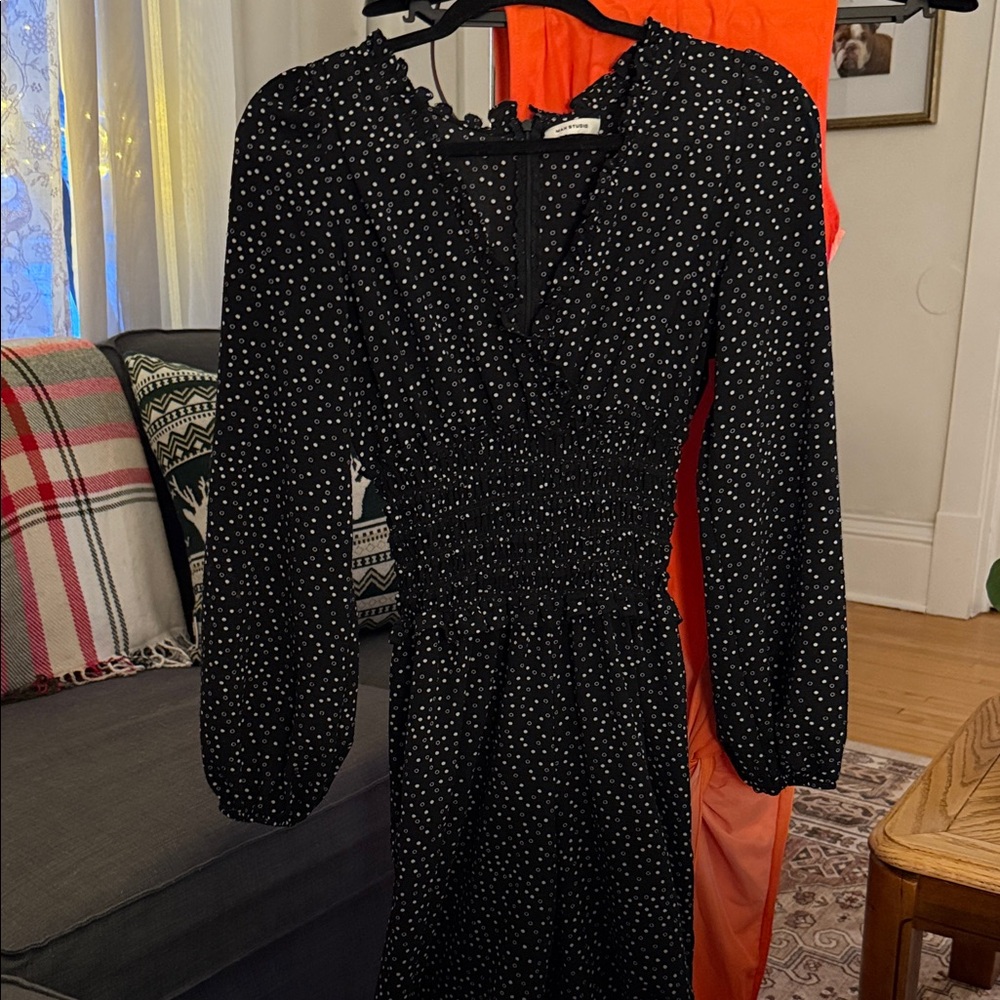 Max Studio Black and White Long Sleeve Jumpsuit